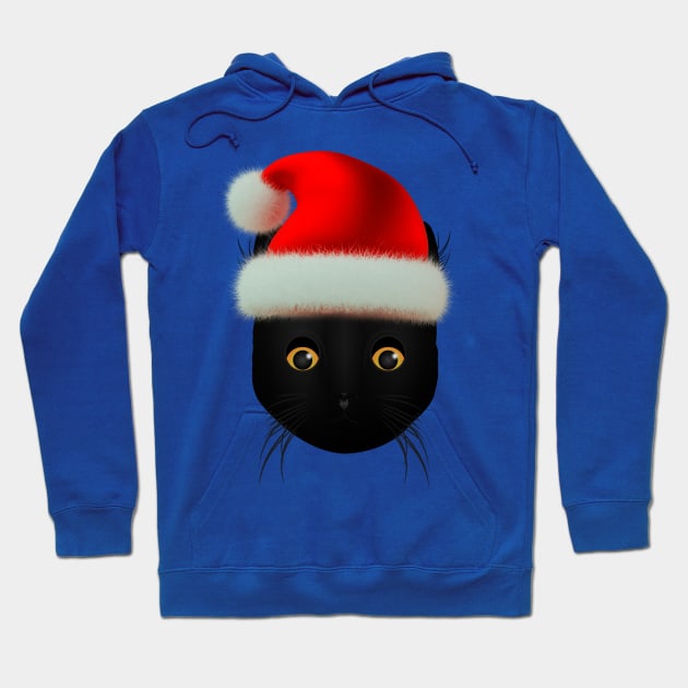 Black Cat Santa Claus Christmas Hat Hoodie by letnothingstopyou